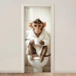 Aap - Modern - WC - Badjas deurposter klein -3d_beige