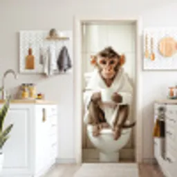 Aap - Modern - WC - Badjas deurposter klein -sfeer5