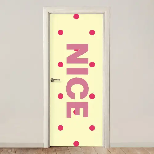 Nice - Stippen - Roze - Geel deurposter klein -3d_beige