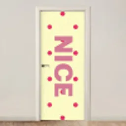 Nice - Stippen - Roze - Geel deurposter klein -3d_beige