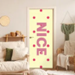Nice - Stippen - Roze - Geel deurposter klein -sfeer2