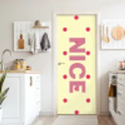 Nice - Stippen - Roze - Geel deurposter klein -sfeer5