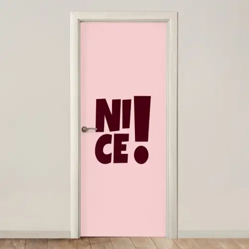 Nice - Uitroepteken - Roze deurposter klein -3d_beige