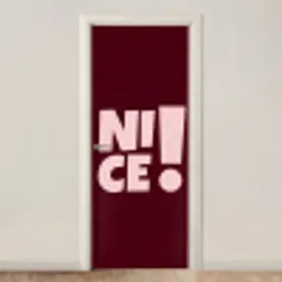 Nice - Uitroepteken - Rood deurposter klein -3d_beige