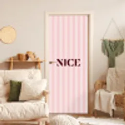 Nice - Strepen - Roze deurposter klein -sfeer2