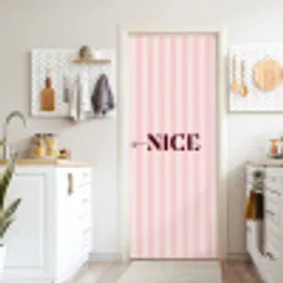 Nice - Strepen - Roze deurposter klein -sfeer5