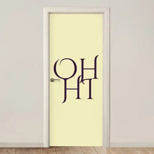 Oh hi - Geel - Monogram deurposter klein -3d_beige