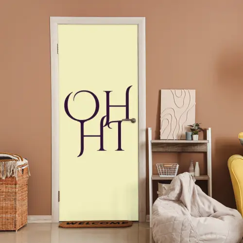 Oh hi - Geel - Monogram deurposter klein -sfeer1