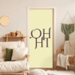 Oh hi - Geel - Monogram deurposter klein -sfeer2