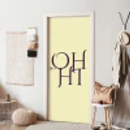 Oh hi - Geel - Monogram deurposter klein -sfeer6