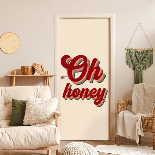 Oh honey - Rood - Schaduw deurposter klein -sfeer2