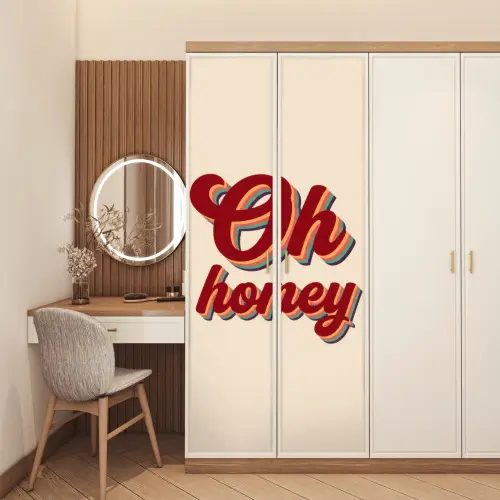 Oh honey - Rood - Schaduw deurposter klein -sfeer3