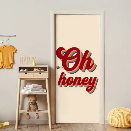 Oh honey - Rood - Schaduw deurposter klein -sfeer4