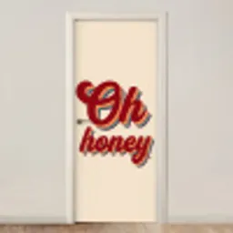 Oh honey - Rood - Schaduw deurposter klein -3d_beige