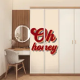 Oh honey - Rood - Schaduw deurposter klein -sfeer3