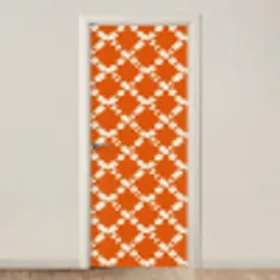 Oranje - Ruitpatroon - Wit deurposter klein 289 -3d_beige