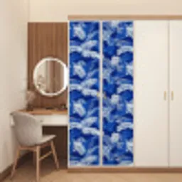 Palmblad - Patroon - Blauw deurposter klein 289 -sfeer3