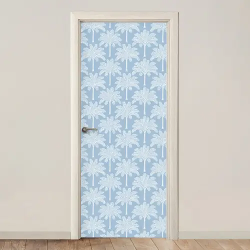 Palmboom - Modern - Blauw deurposter klein 289 -3d_beige