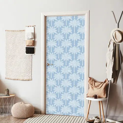 Palmboom - Modern - Blauw deurposter klein 289 -sfeer6