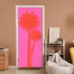 Palmbomen - Modern - Roze deurposter klein -sfeer1