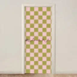Patroon - Geblokt - Olijfgroen - Amore deurposter klein -3d_beige
