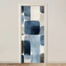 Patroon - Blauw - Vierkanten deurposter klein -3d_beige