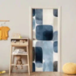 Patroon - Blauw - Vierkanten deurposter klein -sfeer4