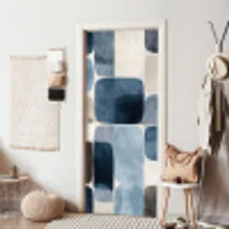 Patroon - Blauw - Vierkanten deurposter klein -sfeer6