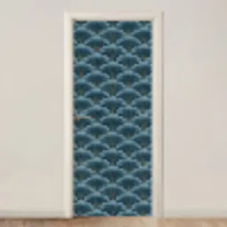 Patroon - Ginkgoblad - Blauw deurposter klein 289 -3d_beige