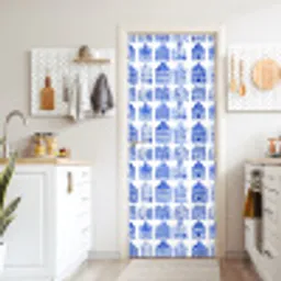 Patroon - Huizen - Blauw deurposter klein 289 -sfeer5
