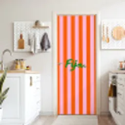 Patroon - Oranje - Fijn - Strepen deurposter klein -sfeer5