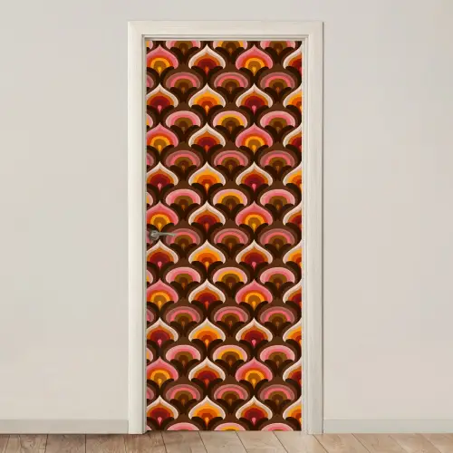 Patroon - Retro - Kleurrijk deurposter klein 289 -3d_beige