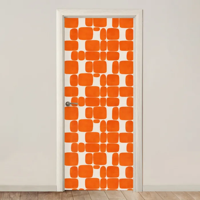 Patroon - Retro - Oranje deurposter klein 289 -3d_beige