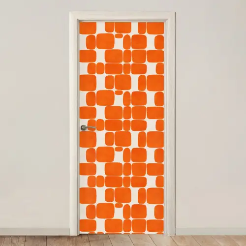 Patroon - Retro - Oranje deurposter klein 289 -3d_beige