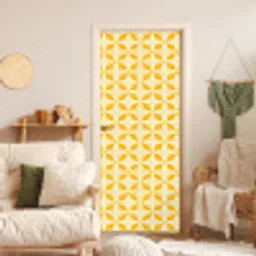 Patroon - Retro - Geel deurposter klein 289 -sfeer2