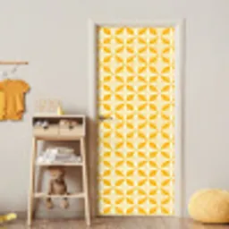 Patroon - Retro - Geel deurposter klein 289 -sfeer4