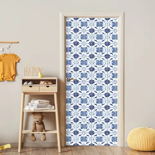 Patroon - Tegel - Blauw deurposter klein 289 -sfeer4