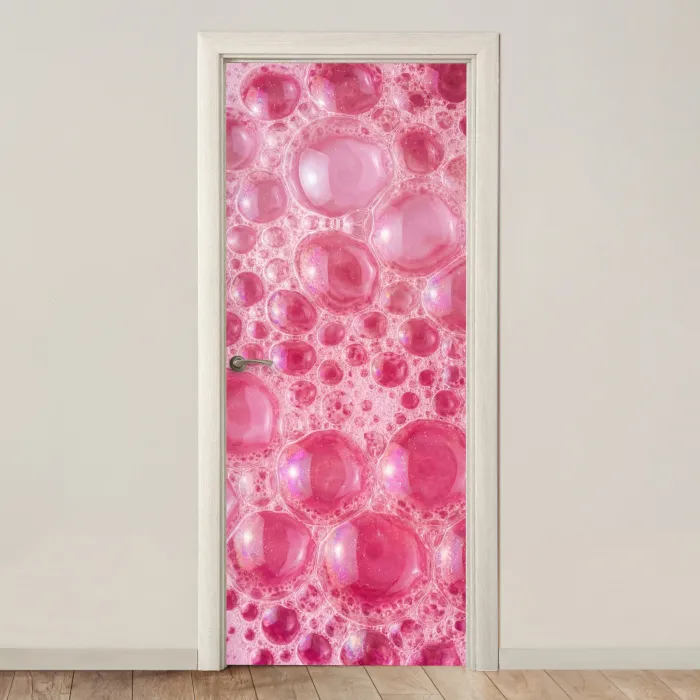Roze - Schuim - Bubbels deurposter klein -3d_beige