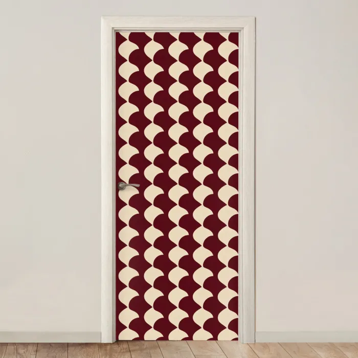 Rood - Tegelpatroon - Crème deurposter klein 289 -3d_beige