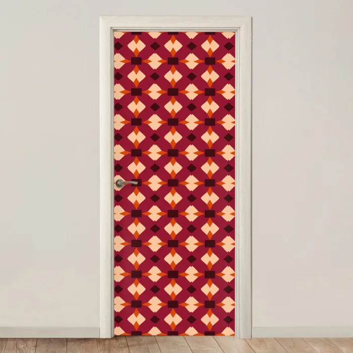 Retro - Patroon - Kleurrijk deurposter klein 289 -3d_beige