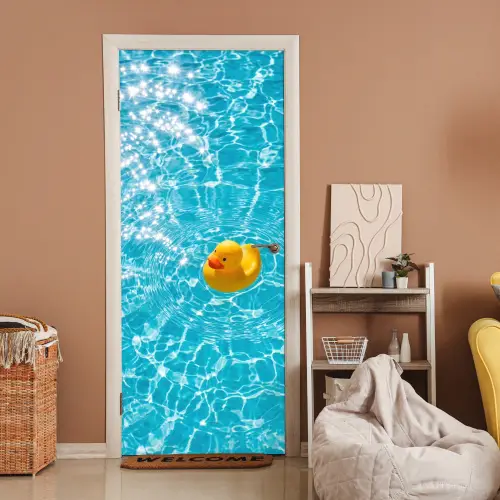 Badeend - Dobberen - Blauw deurposter klein -sfeer1