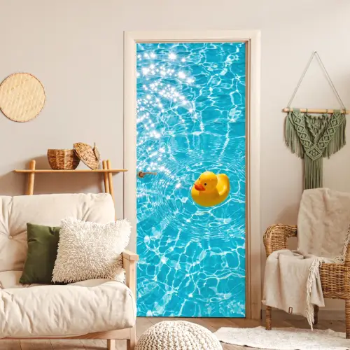 Badeend - Dobberen - Blauw deurposter klein -sfeer2