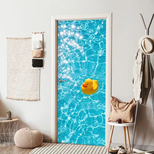 Badeend - Dobberen - Blauw deurposter klein -sfeer6