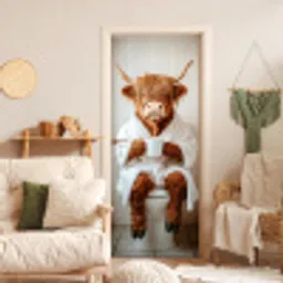 Schotse Hooglander - WC - Badjas - Modern - Dieren deurposter klein -sfeer2