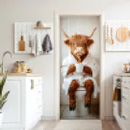 Schotse Hooglander - WC - Badjas - Modern - Dieren deurposter klein -sfeer5