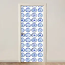 Borden - Bloemen - Patroon - Blauw deurposter klein 289 -3d_beige