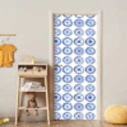 Borden - Bloemen - Patroon - Blauw deurposter klein 289 -sfeer4
