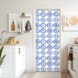 Borden - Bloemen - Patroon - Blauw deurposter klein 289 -sfeer5