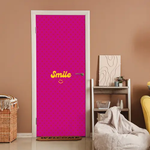Smile - Stippen - Roze deurposter klein -sfeer1