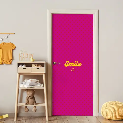 Smile - Stippen - Roze deurposter klein -sfeer4